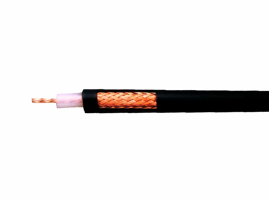 hp or hpl high-power coax cable with stranded core and red jacket for semiconductor, radars, and other applications.
