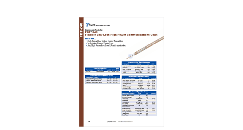 FBT-240 Coax Cables Datasheet