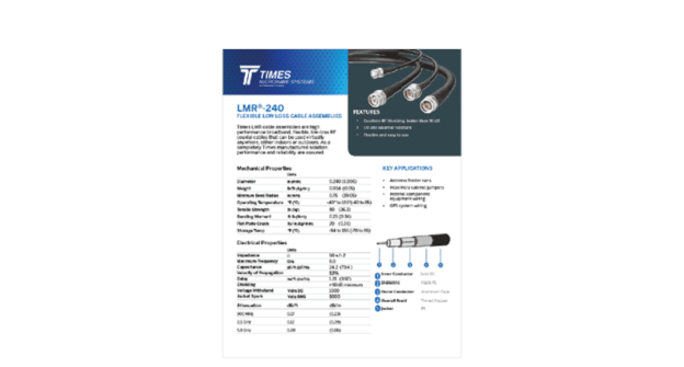 LMR-240 Coax Cables Datasheet
