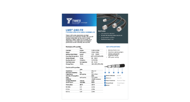 LMR-240 FR Coax Cables Datasheet