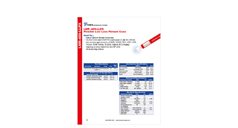 LMR-400 LLPX Coax Cables Datasheet