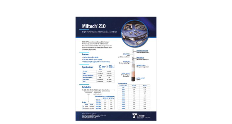 MilTech 210 Coax Cables Assemblies Datasheet